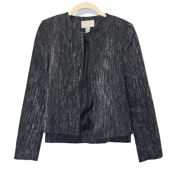 H&M Black Metallic Jacket With Sparkle - Party Wedding Cocktail Jacket - Size S - Picture 1 of 8